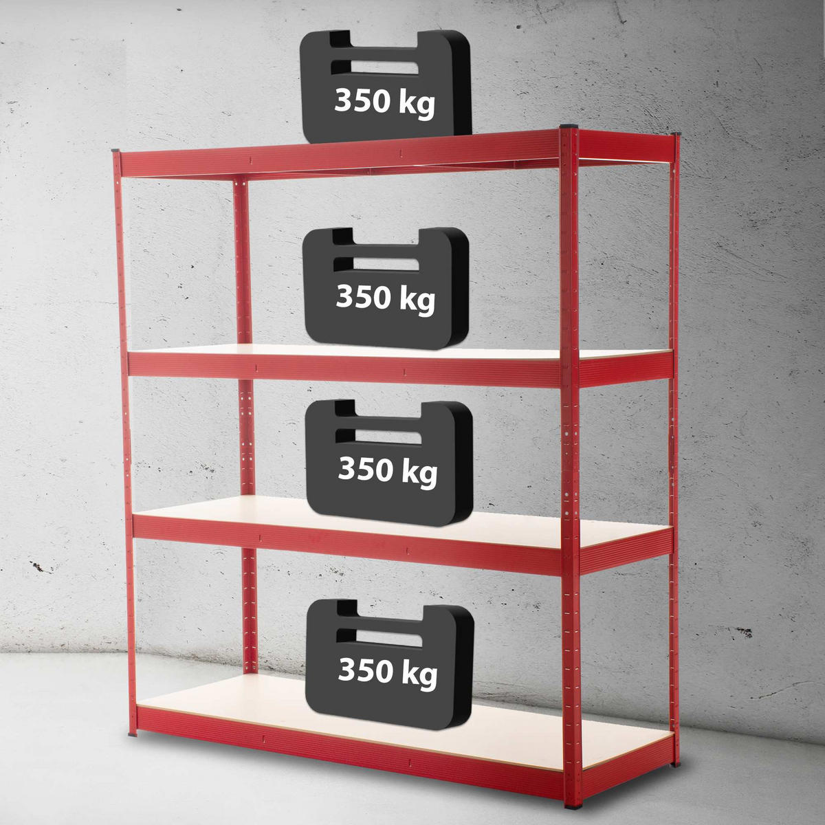LAGERREGAL 160/60 cm Metall Rot - Rot, Metall (160/180/60cm) - CLP
