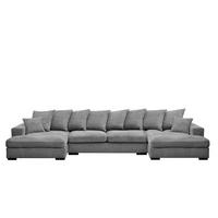 ECKSOFA mit Schlaffunktion und Bettkasten Couch U-form Gabon Stoff Zoom Grau - Grau, Holz (373/155cm) - Kaiser Möbel