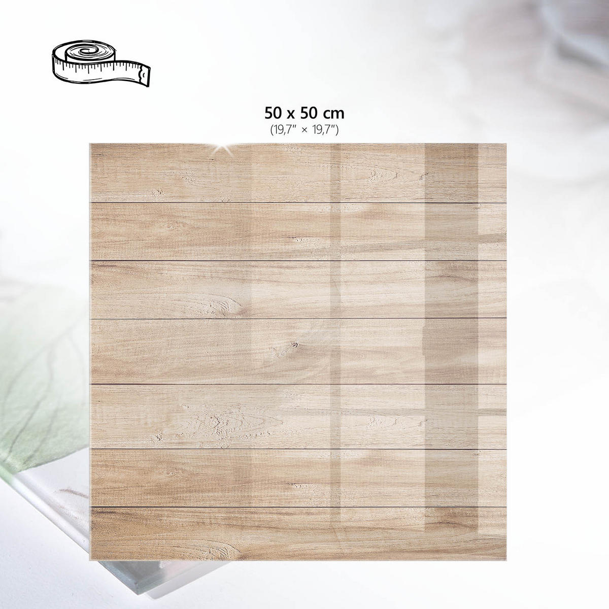 TISCHPLATTE 50x50 cm – Holzmuster - Rot, Glas (50/50/0.4cm) - Wallfluent