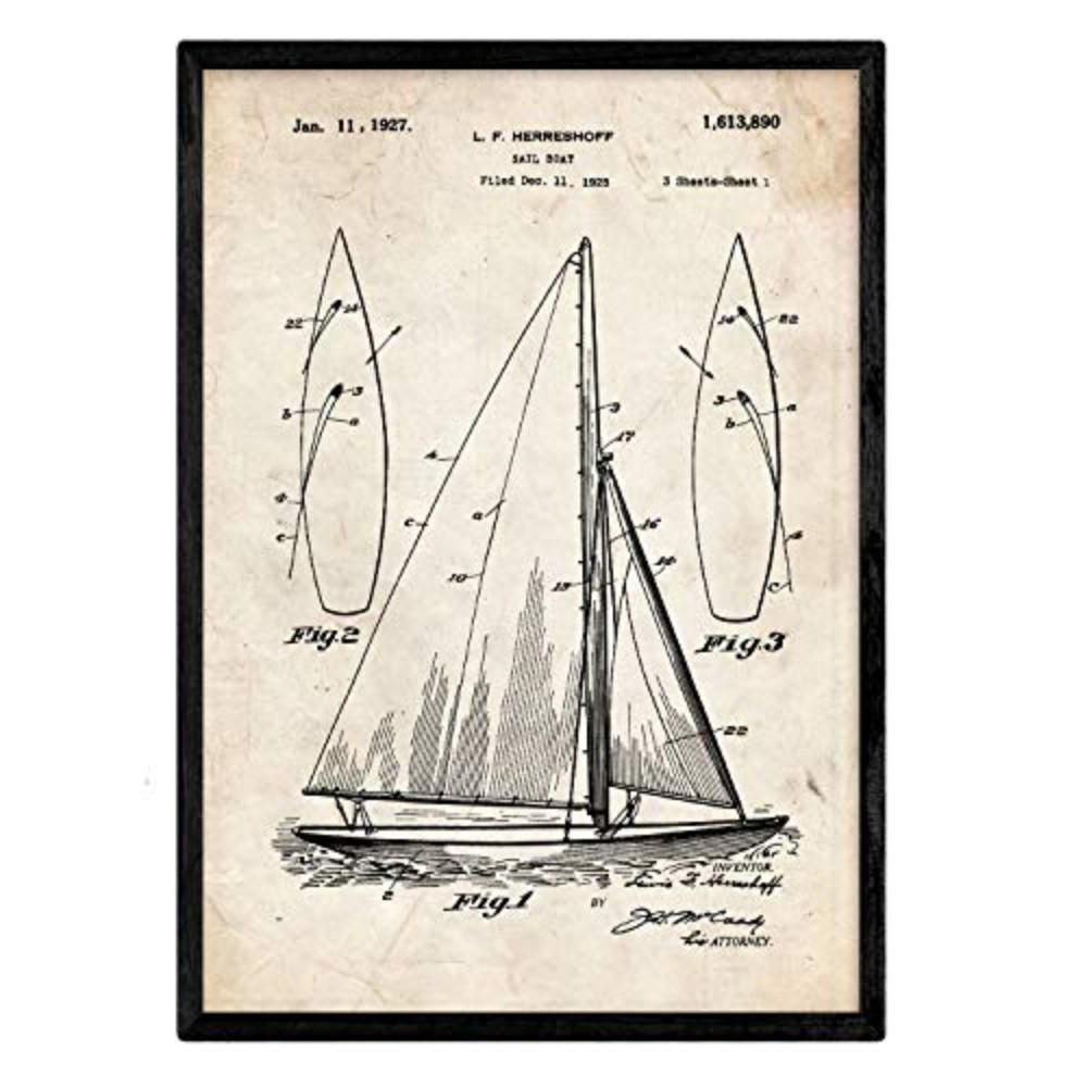 POSTER Segelboot Patent A3 Rahmenlos - Klar, Papier (29.7/5/42cm) - Nacnic