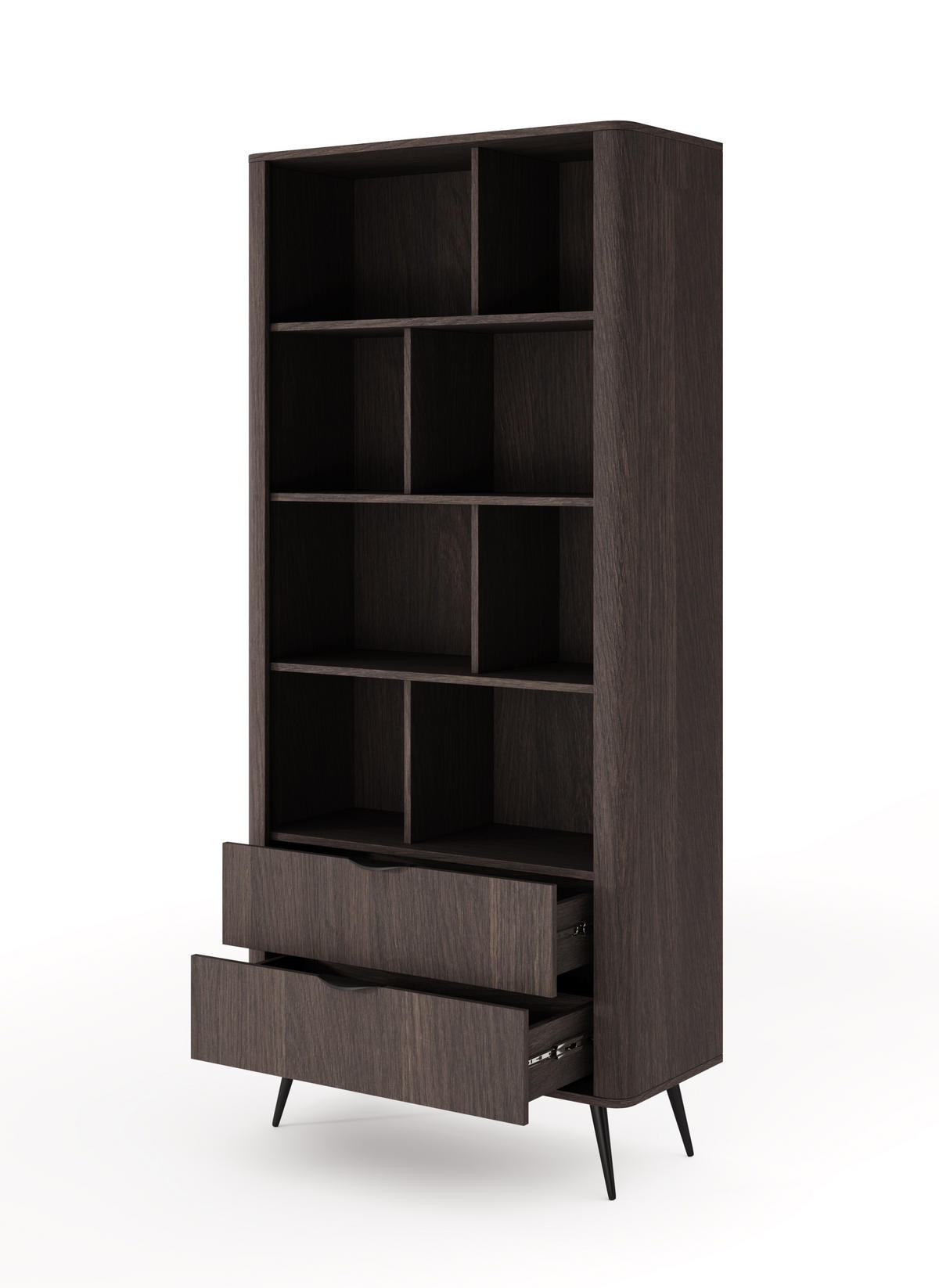 BÜCHERREGAL Arvis Eiche Dunin - Eichefarben/Schwarz, Holzwerkstoff (88/194/38cm) - Bettso