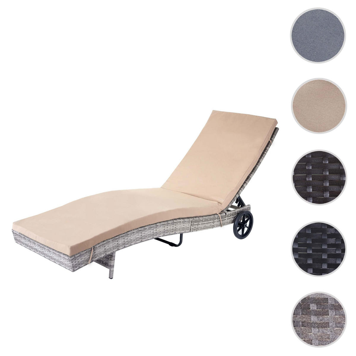 SONNENLIEGE Grau, Beige - Beige/Grau, Kunststoff (60/91/205cm) - MCW