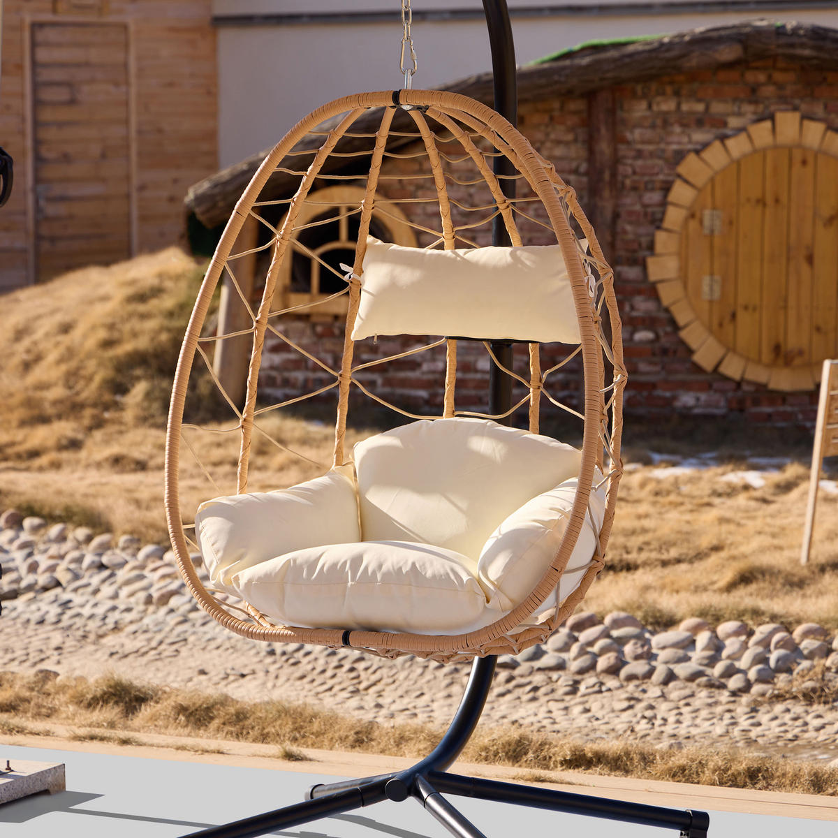 HÄNGESESSEL Rattan - Braun - Braun, Metall (97/197/138cm) - Nordlys