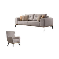 SITZGARNITUR Tubby Creme Stellvariante:3+1 - Grau, Holz (229/73/93cm) - Villa Möbel