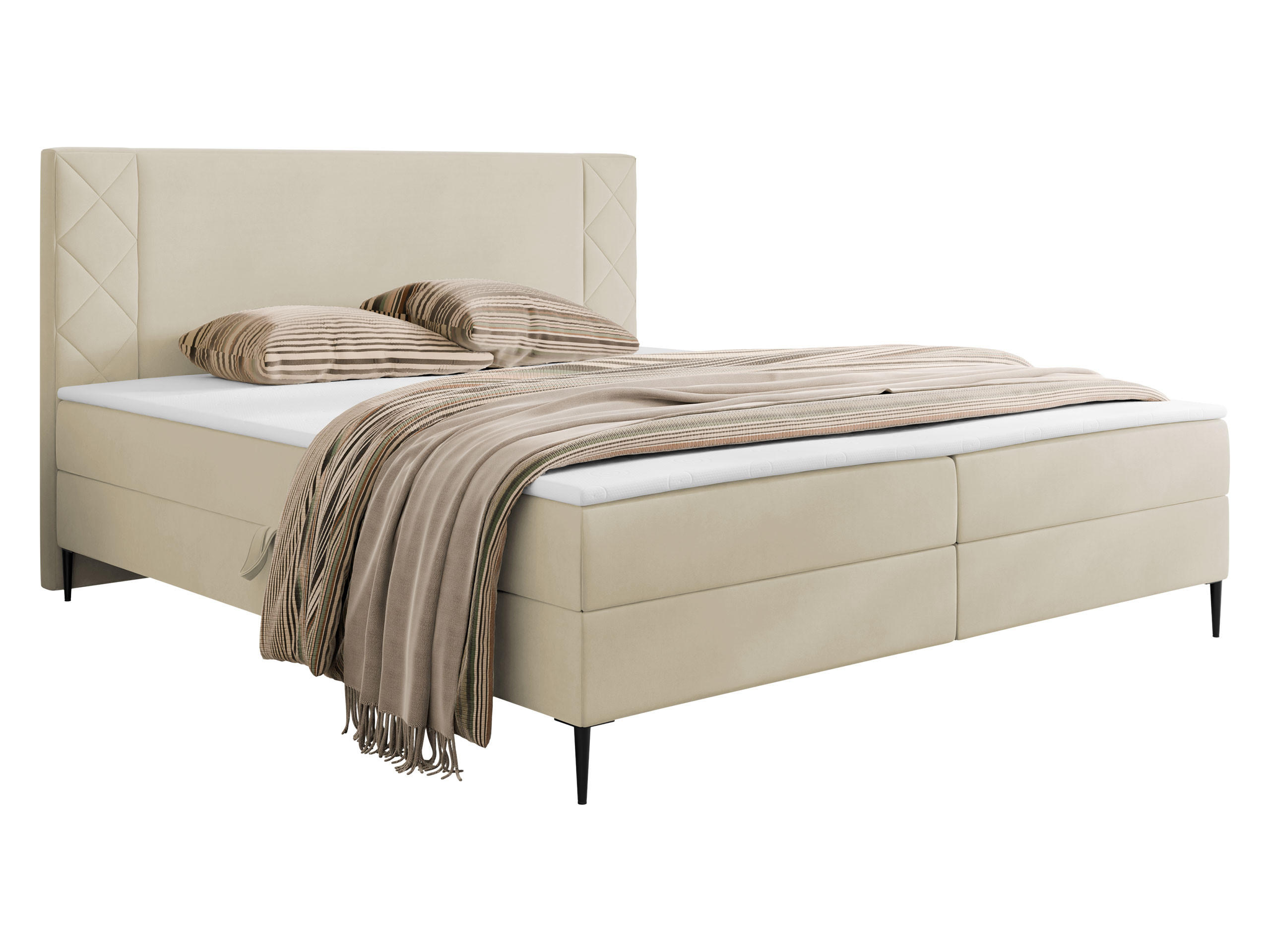 BOXBETT Portes - H3 - Creme/Schwarz, Holzwerkstoff/Textil (140/200cm) - MIRJAN24