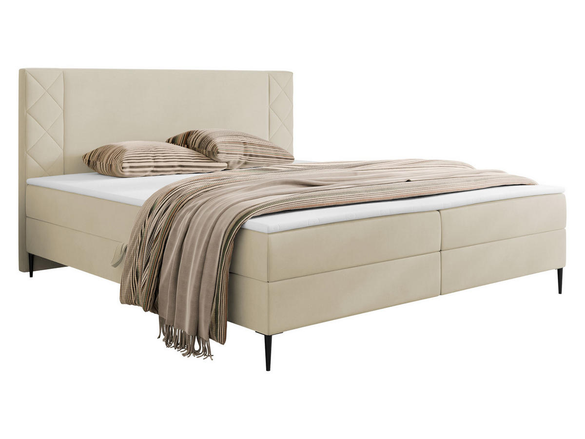 BOXBETT Portes - H3 - Creme/Schwarz, Holzwerkstoff/Textil (140/200cm) - MIRJAN24