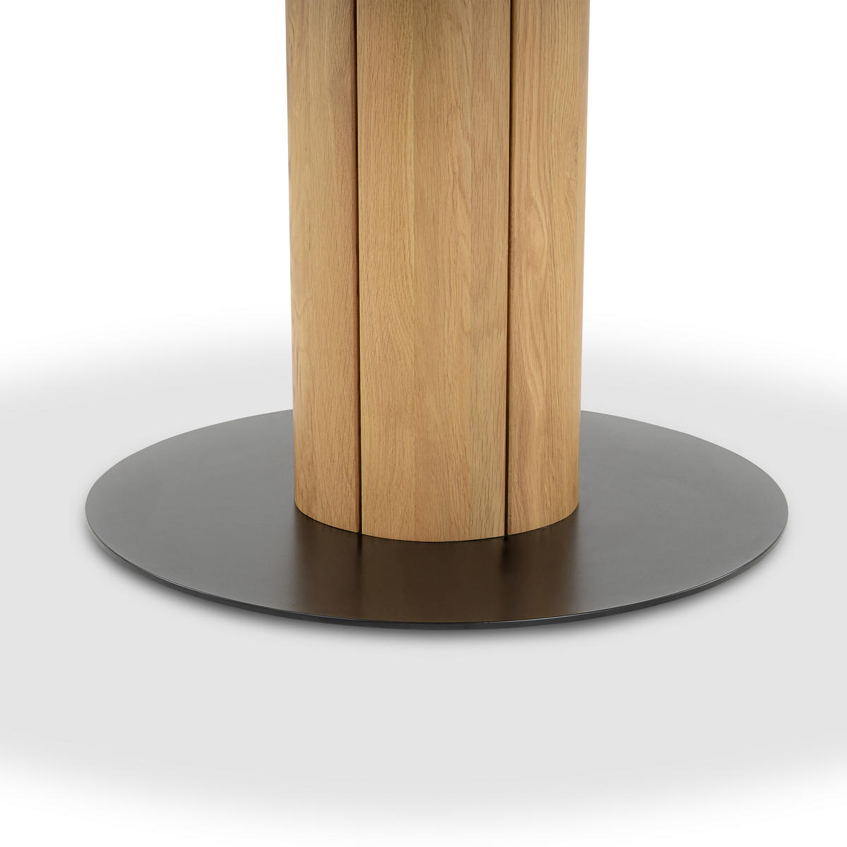 ESSTISCH Elin, Natur Massiveiche, Ø120 cm + 40 cm - Beige, Holz (120/120/76cm) - WOODEK