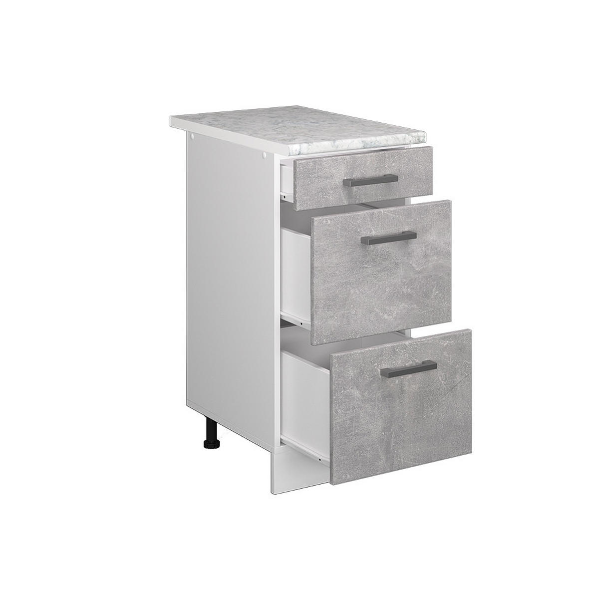 KÜCHENSCHRANK R-Line Beton 40 cm mit Schubladen, AP Marmor - Schieferfarben/Hellgrau, Holzwerkstoff (40/81.6/60cm) - Vicco