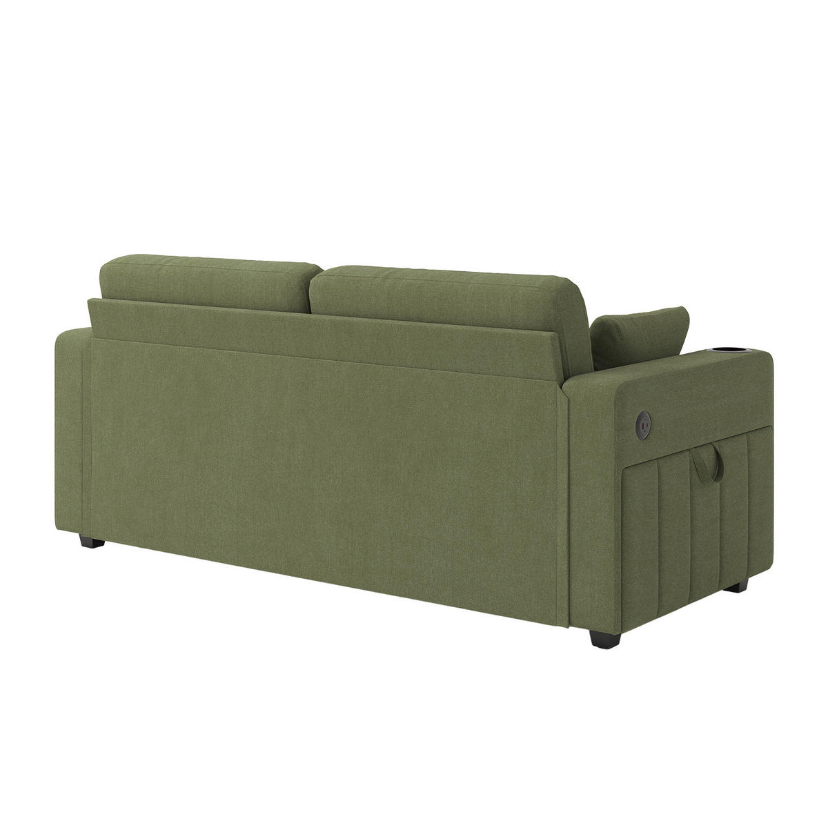 SOFA mit Stauraumschubladen und USB 172 x 75 x 82 cm Chenille Olive - Olivgrün, Holzwerkstoff (172/82/75cm) - Meubliv