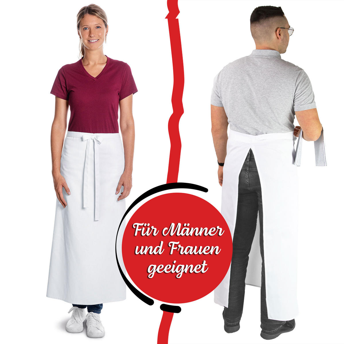 SCHÜRZE , Einheitsgröße, 65% Polyester, 35% Baumwolle, Weiß - Weiß, Textil (95/100cm) - Zollner