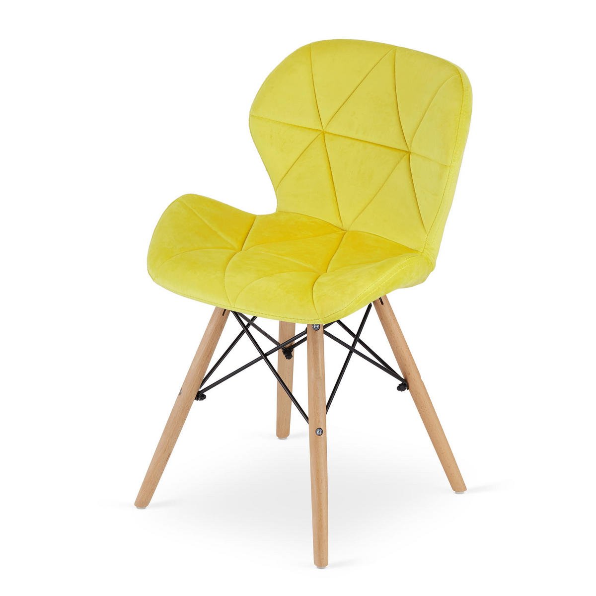 STUHL AMATRICE 2-er Set, Gelb, mit Samtstoff gepolstert - Gelb, Holz/Textil (48/74/53cm) - Komodee