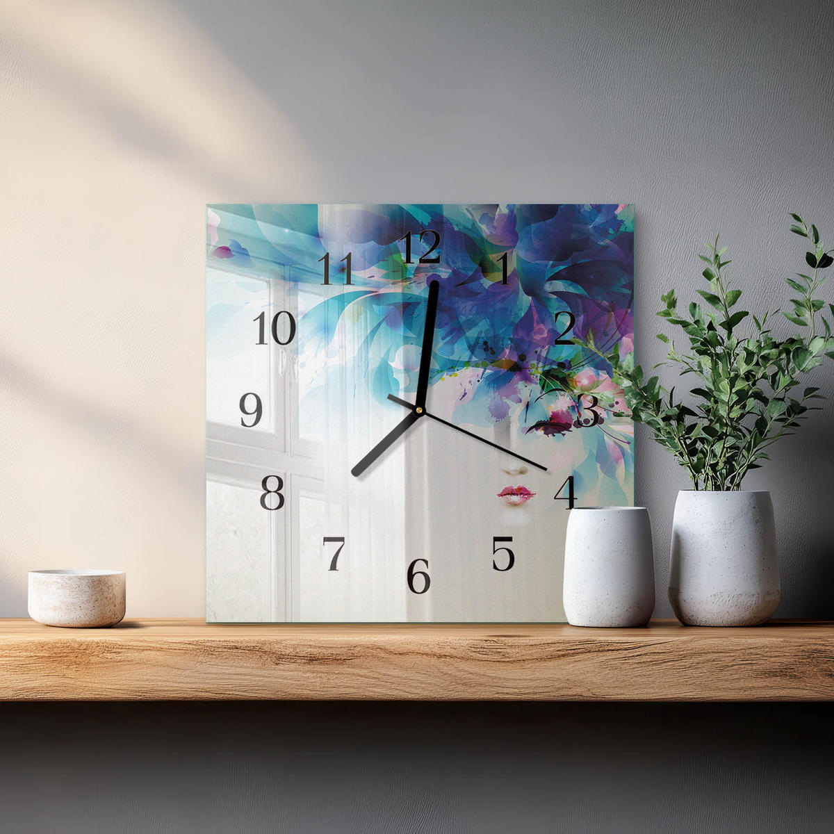WANDUHR 30x30 cm - Abstraktion - Blau, Glas (30/30/0.4cm) - TULUP