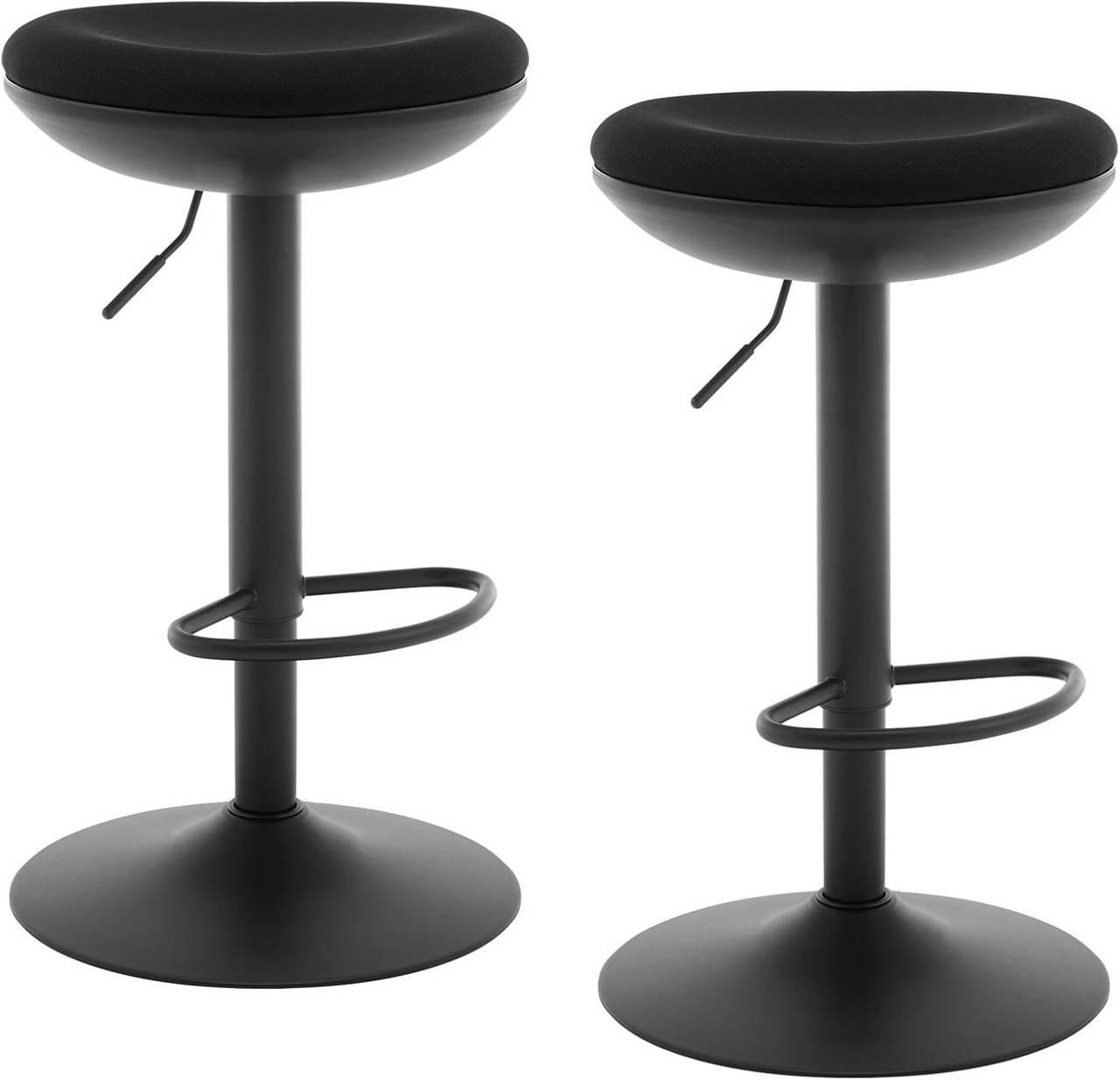 BARHOCKER 2er Set, Metallgestell, Netzgewebe, Schwarz - Schwarz, Textil/Metall (41/64/41cm) - Woltu