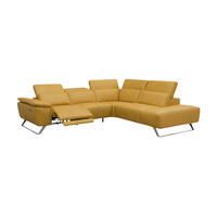 ECKSOFA Predator Echtleder mit 1 x Relaxfunktion Senfgelb - Gelb, Leder/Metall (270/230cm)