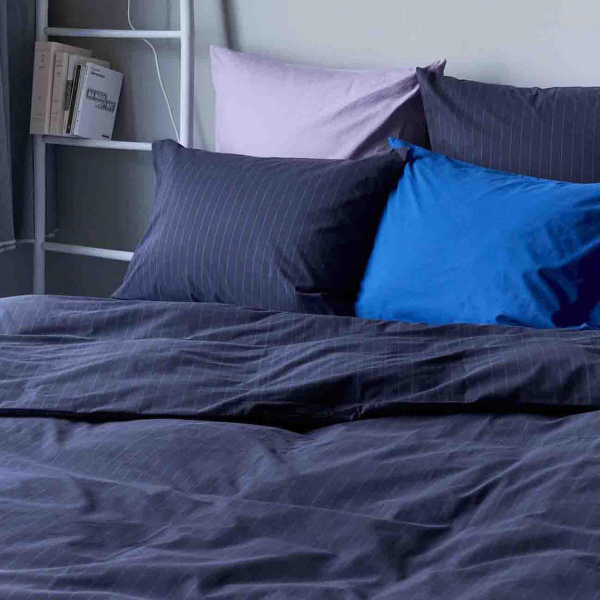 KISSENBEZUG Line blau 50 x 70 cm - Blau, Textil (70/50cm)