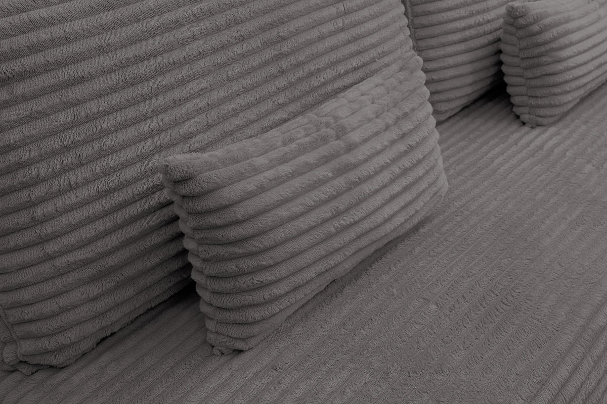 SCHLAFSOFA Etna mit Schlaffunktion und Bettkasten, Farbe: Grau, Cordstoff, Ottomane Unsiversal - Grau, Textil (205/80/90cm) - VENASI MÖBEL