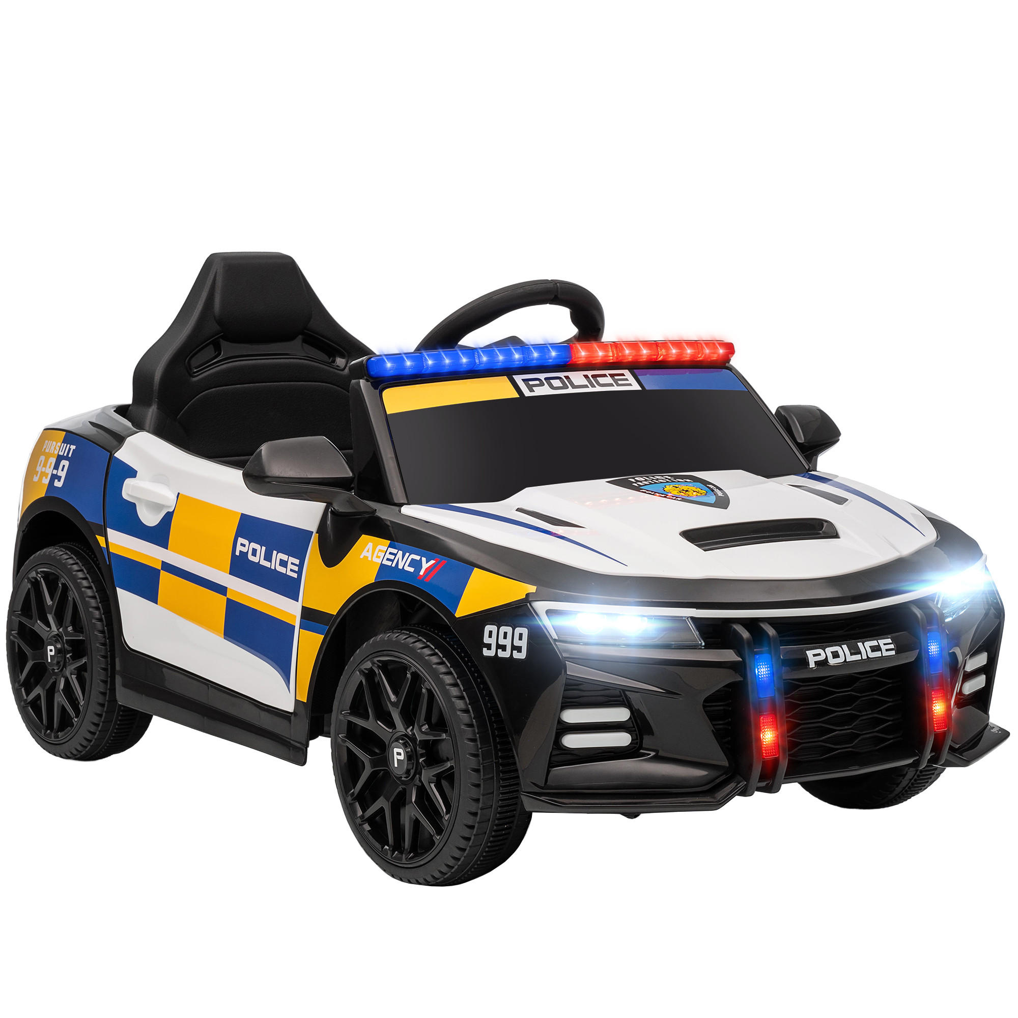 Aiyaplay Kinder-Polizeiauto Weiß 60x45x96 cm