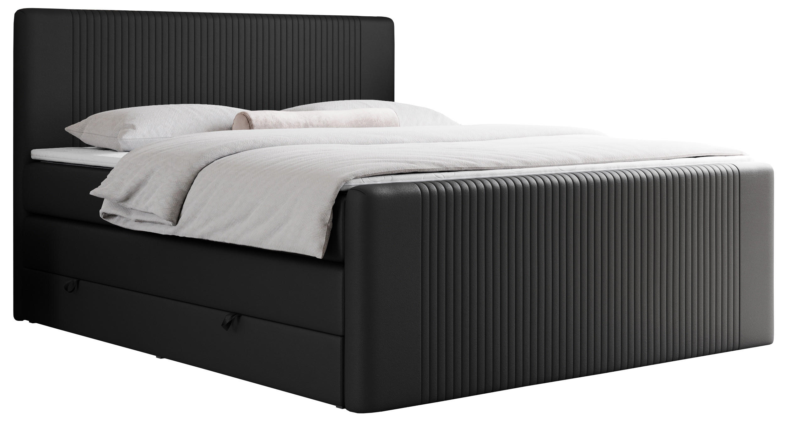 BOXSPRINGBETT KING DOREN 120/200 Schwarz Kunstleder - H3 - Schwarz, Holz/Textil (120/200cm) - MKS