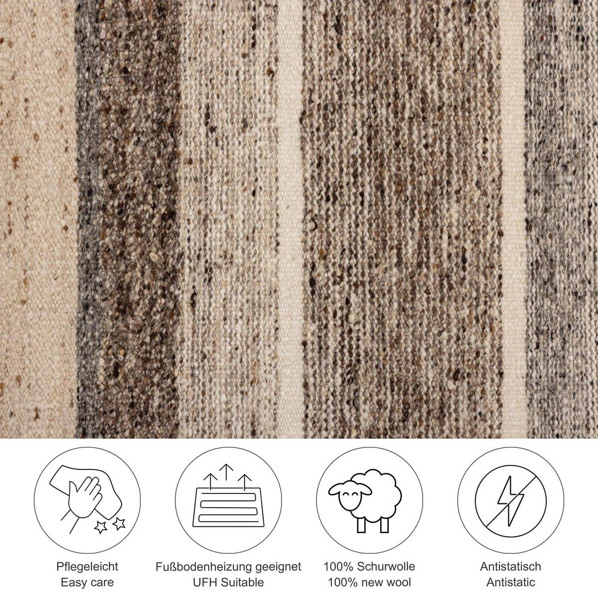 HANDWEBTEPPICH Ehrwald TK-155 Wendbar 170x240 cm - Beige, Textil (170/240cm) - THEKO