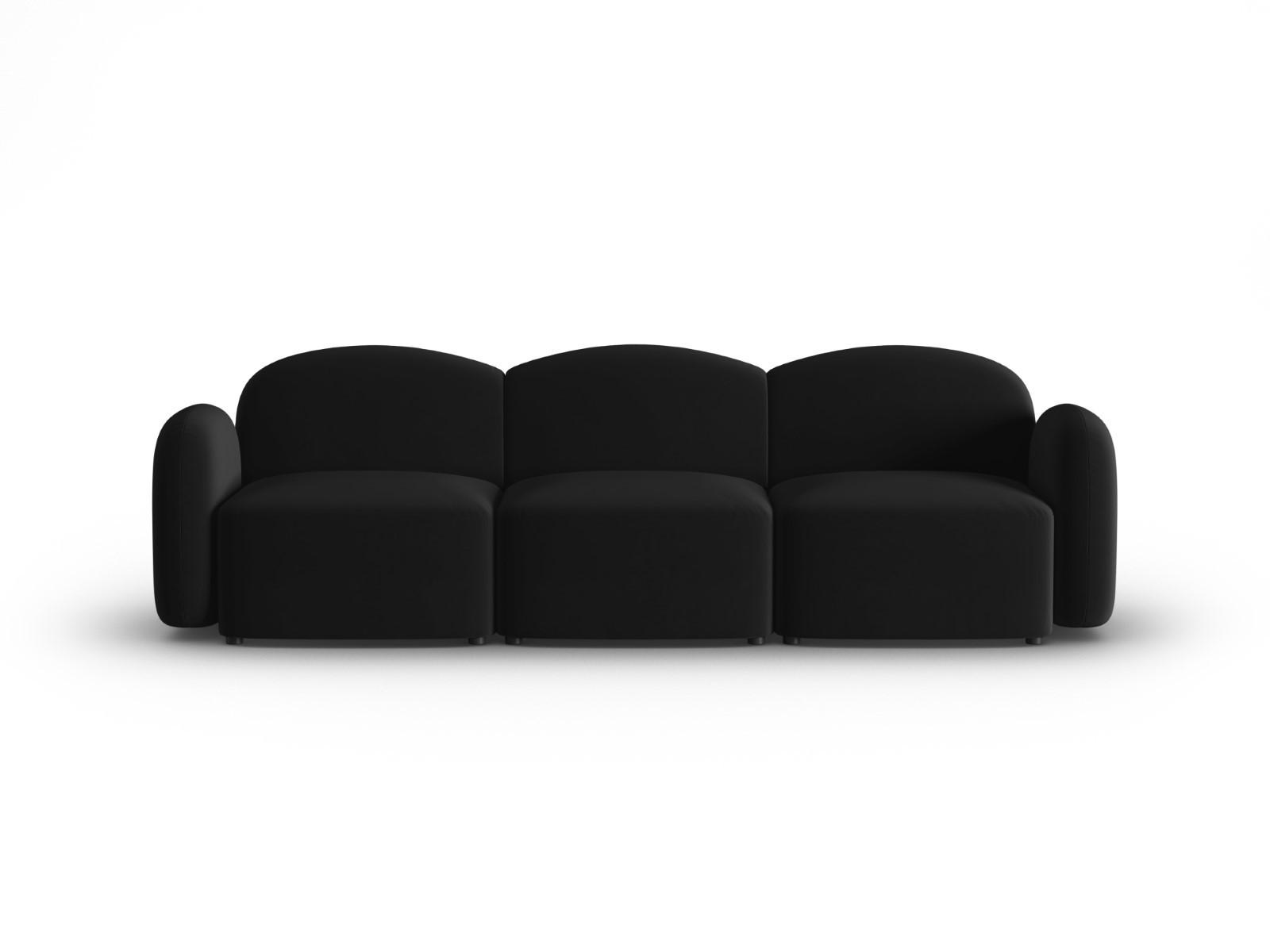 SOFA Blair aus Samt schwarz 3 Sitzplätze - Schwarz, Textil (87/80/272cm) - Micadoni
