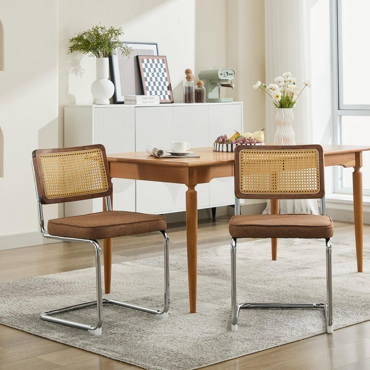 SCHWINGSTUHL DE-36300 2er-Ser mit Rattan-Rückenlehne Kaffee - Braun, Metall (47/81/59cm) - ComfortXL