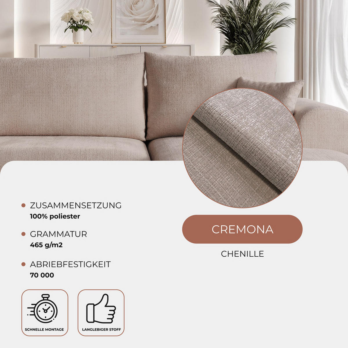ECKSOFA BLOOM mit Schlaffunktion und Bettkasten Grau - Grau, Holzwerkstoff/Kunststoff (263/150cm) - Idohome