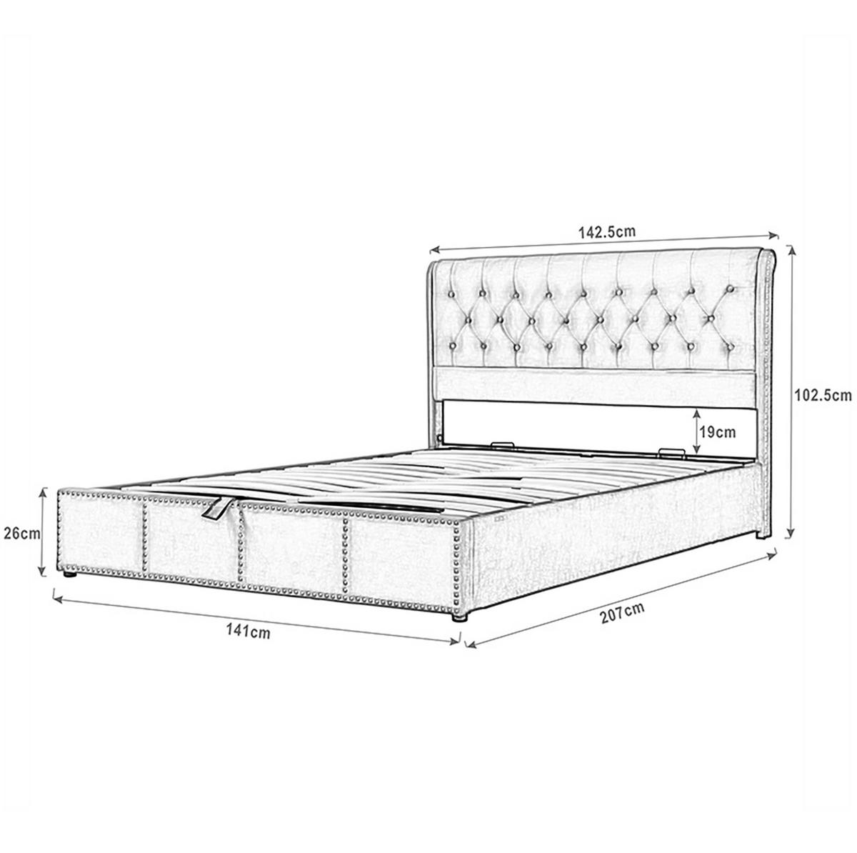 POLSTERBETT 140/200 cm Grau aus Baumwolle-Leinen mit Bettkasten - Grau, Textil (140/200cm) - OKMYHOME