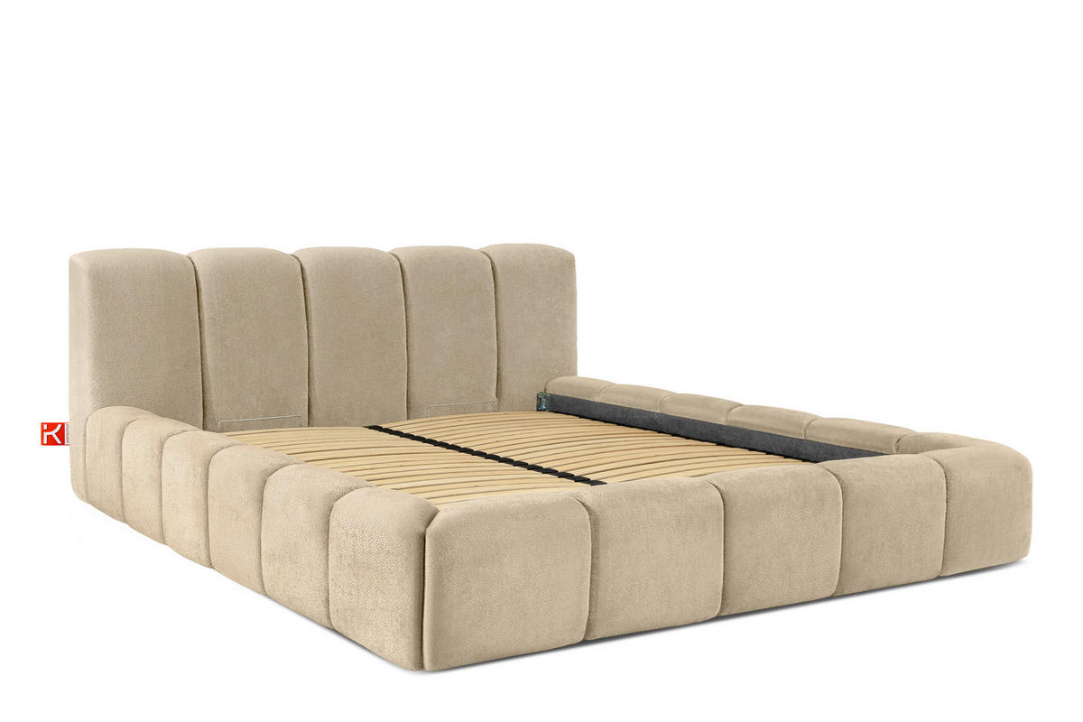 POLSTERBETT OLMIRA - Beige/Schwarz, Holz/Holzwerkstoff (202/203cm) - KONSIMO®