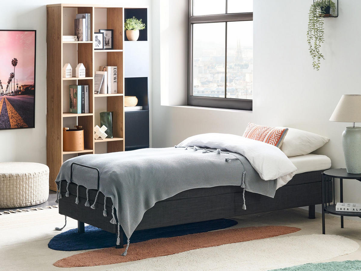 POSTEL nastavitelná bez čela Látka 80/200 cm Tmavě šedá Duke - tmavě šedá, textil (80/200cm) - Beliani