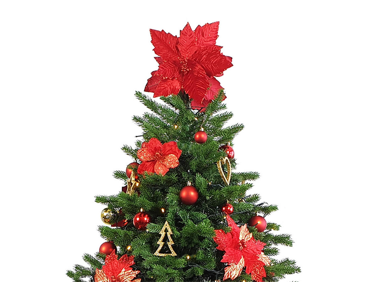 CHRISTBAUMKUGEL-SET 12 Ornamenten: rote runde Mix-Ornamente 6 cm - Rot, Kunststoff (0.01/1/0.01cm) - LAALU