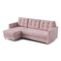 ECKSOFA DIVO Kronos L-förm, Schlaffunktion, elegantes Design, hochwertige Materialien, lose Rückenkissen, freistehend, LINKS 144x224x95 cm Pink - Pink, Holz/Textil (144/224cm) - DomoHome
