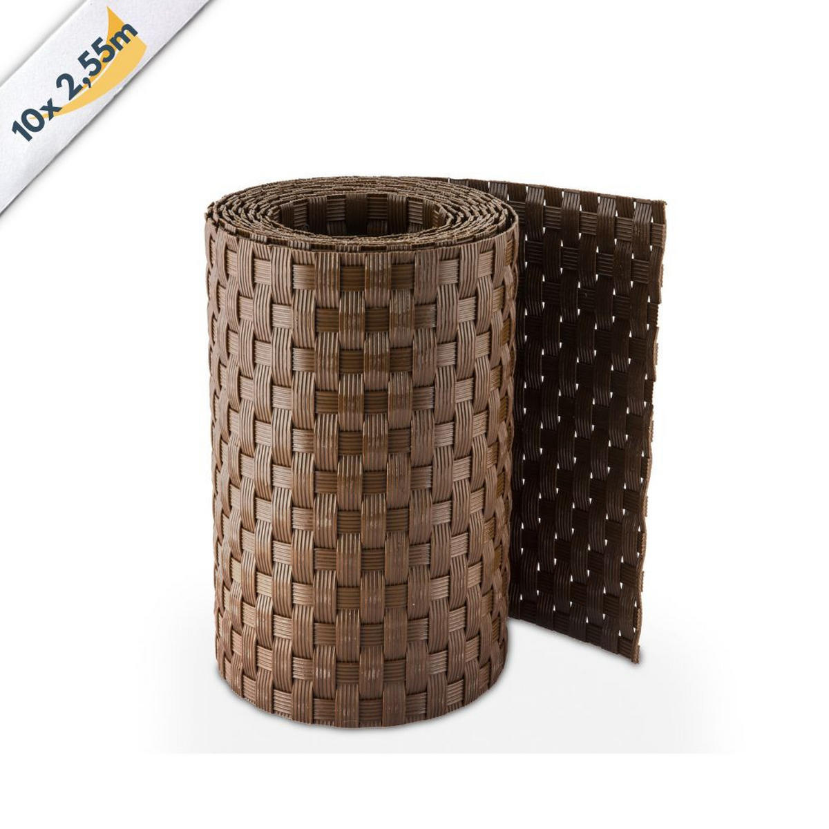 SICHTSCHUTZSTREIFEN Rattan für Doppelstabmatten UV-beständig Braun 10x 2,55m - Braun, Kunststoff (2550/19cm) - ZAUN|ZU