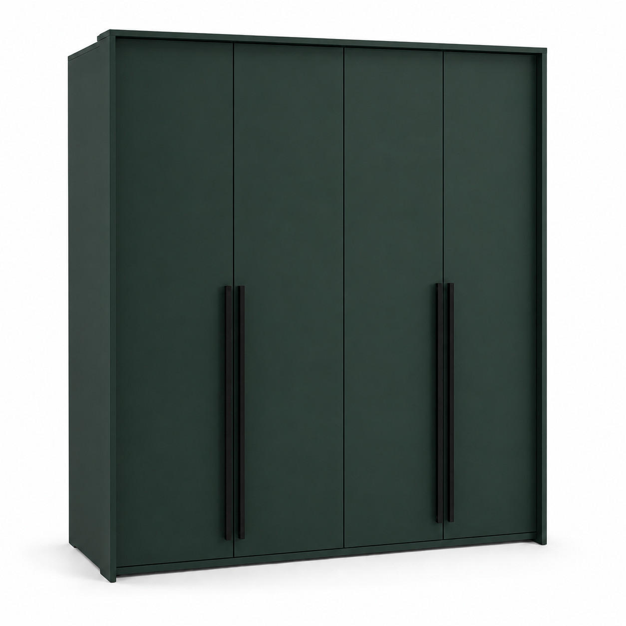 KLEIDERSCHRANK: Flaschengrün / Griffe Silber, 210 x 65 x 217,2 cm - Dunkelgrün/Silberfarben, Holzwerkstoff (210/217.2/65cm) - 3XE LIVING