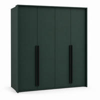 KLEIDERSCHRANK: Flaschengrün / Griffe Silber, 210 x 65 x 217,2 cm - Dunkelgrün/Silberfarben, Holzwerkstoff (210/217.2/65cm) - 3XE LIVING