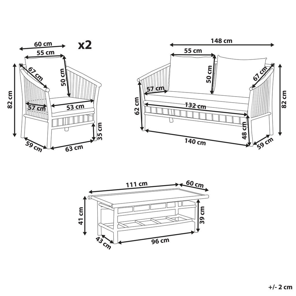Thumbnail - Beliani Lounge-Set, Hellbraun, Holz, 4-Sitzer, Gartenmöbel, Gartenmöbel-Sets