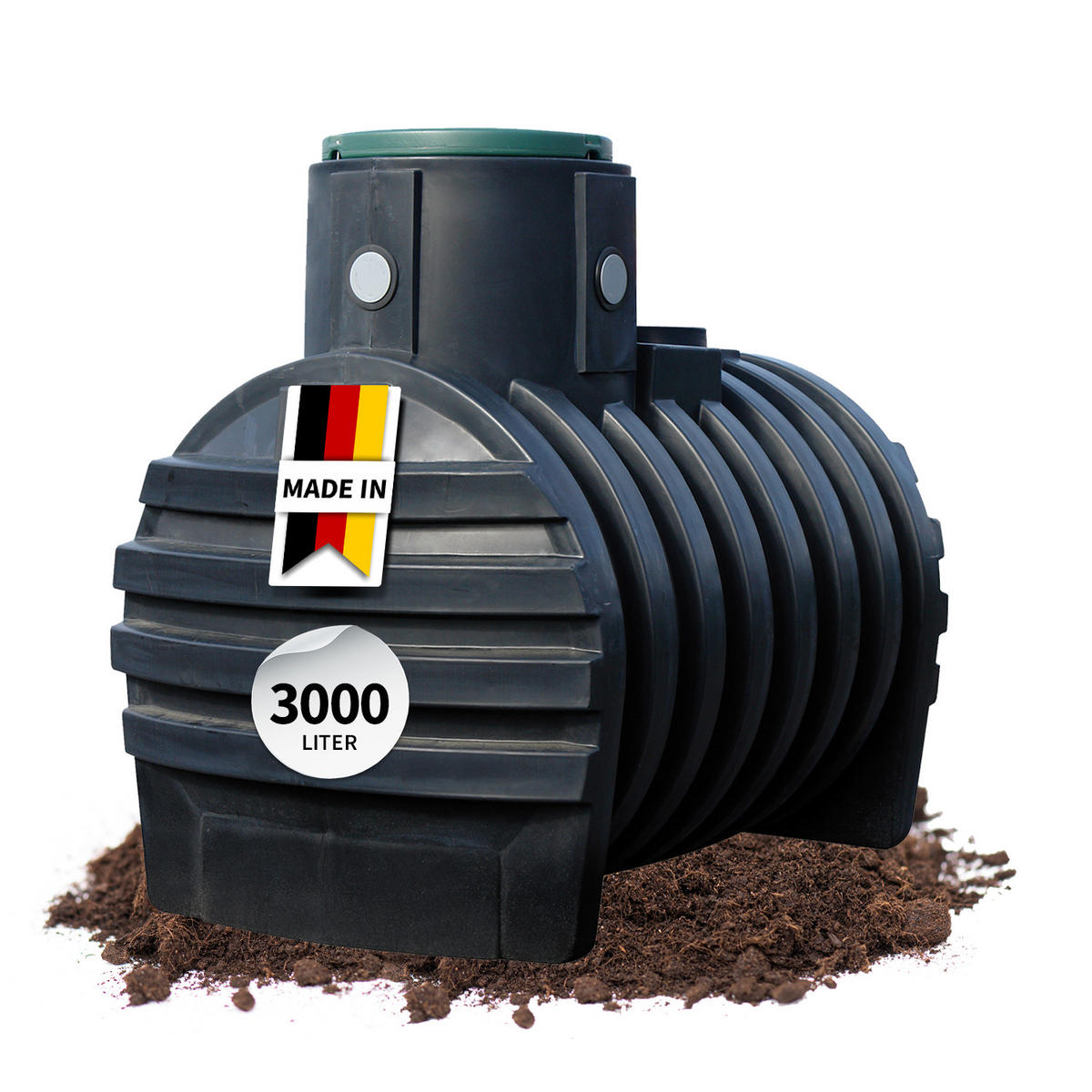 ERDTANK 3000 L inkl. Tankabdeckung - Schwarz, Kunststoff (140/190/235cm) - 4rain