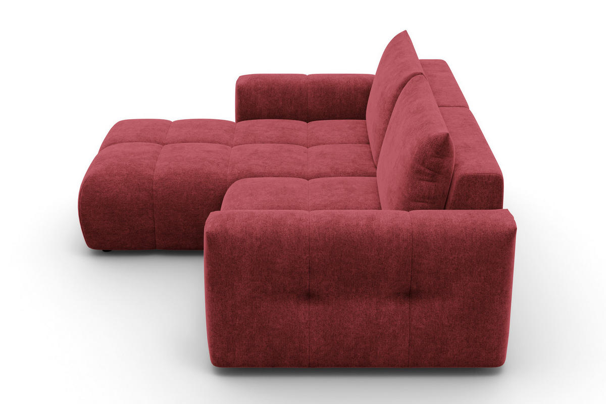 ECKSOFA VERONA 3-Sitzer links, Dunkelrot - Schwarz/Dunkelrot, Holz/Textil (224/173cm) - Courtois Laville