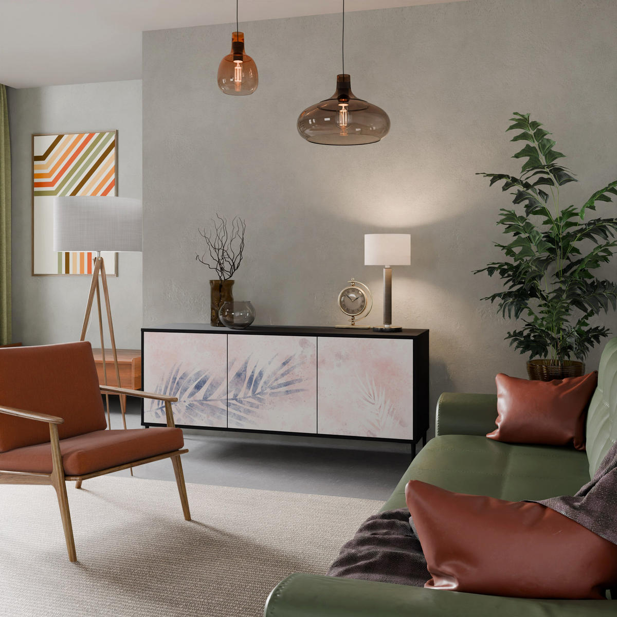 SIDEBOARD TIMELESS FLOAT, Eicheneffekt, 164,5x42x77,5 cm, 3 Türen - Eichefarben/Buchefarben, Holzwerkstoff/Buchenholz (164.5/77.5/42cm) - SpaceRebels