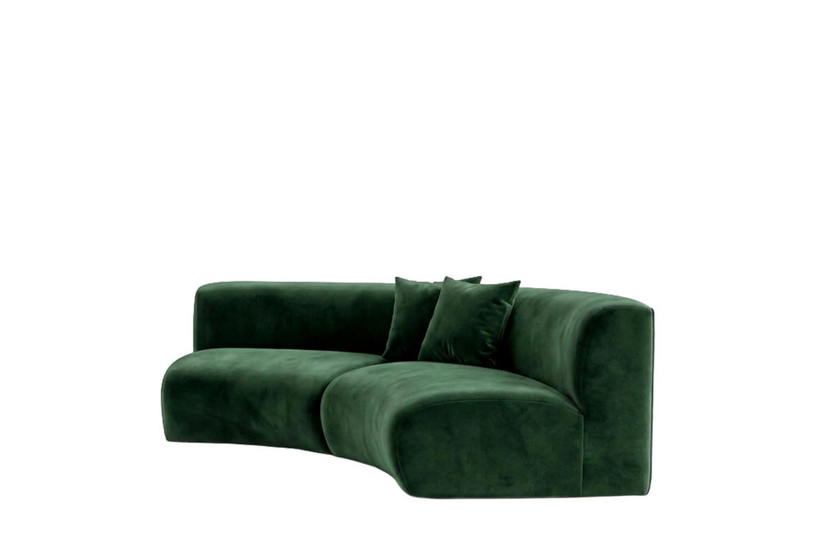 SOFA Round, Velvet-Stoff Bluvel, Grün, GRETA - Grün, Holz (294/70/89cm) - Kaiser Möbel