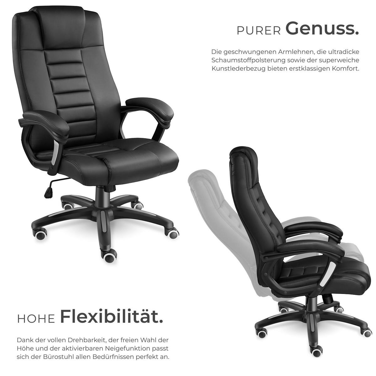 BÜROSTUHL Mafz, einstellbare Wippfunktion, schwarz - Schwarz, Textil (49/50/52cm) - tectake