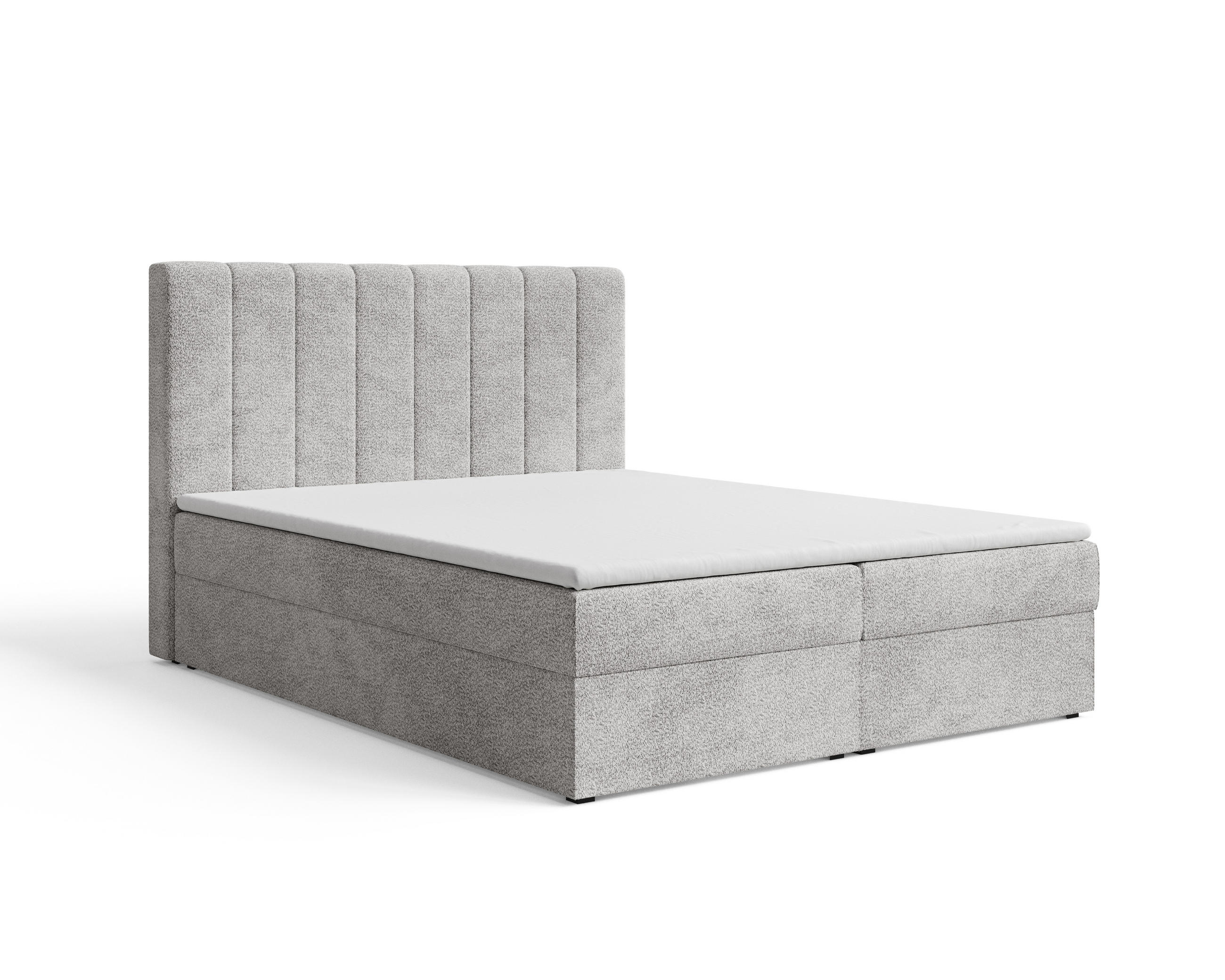 BOXBETT 01 180 x 200 cm - Arena – Stilvoll und bequem Mit Bettkasten, PU-Topper, Federmechanismus, waschbarer Bezug - Grau, Holz (180/200cm) - ROYAL24_MARKT