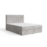 BOXBETT 01 140 x 200 cm - Arena – Stilvoll und bequem Mit Bettkasten, PU-Topper, Federmechanismus, waschbarer Bezug - Grau, Holz (140/200cm) - ROYAL24_MARKT