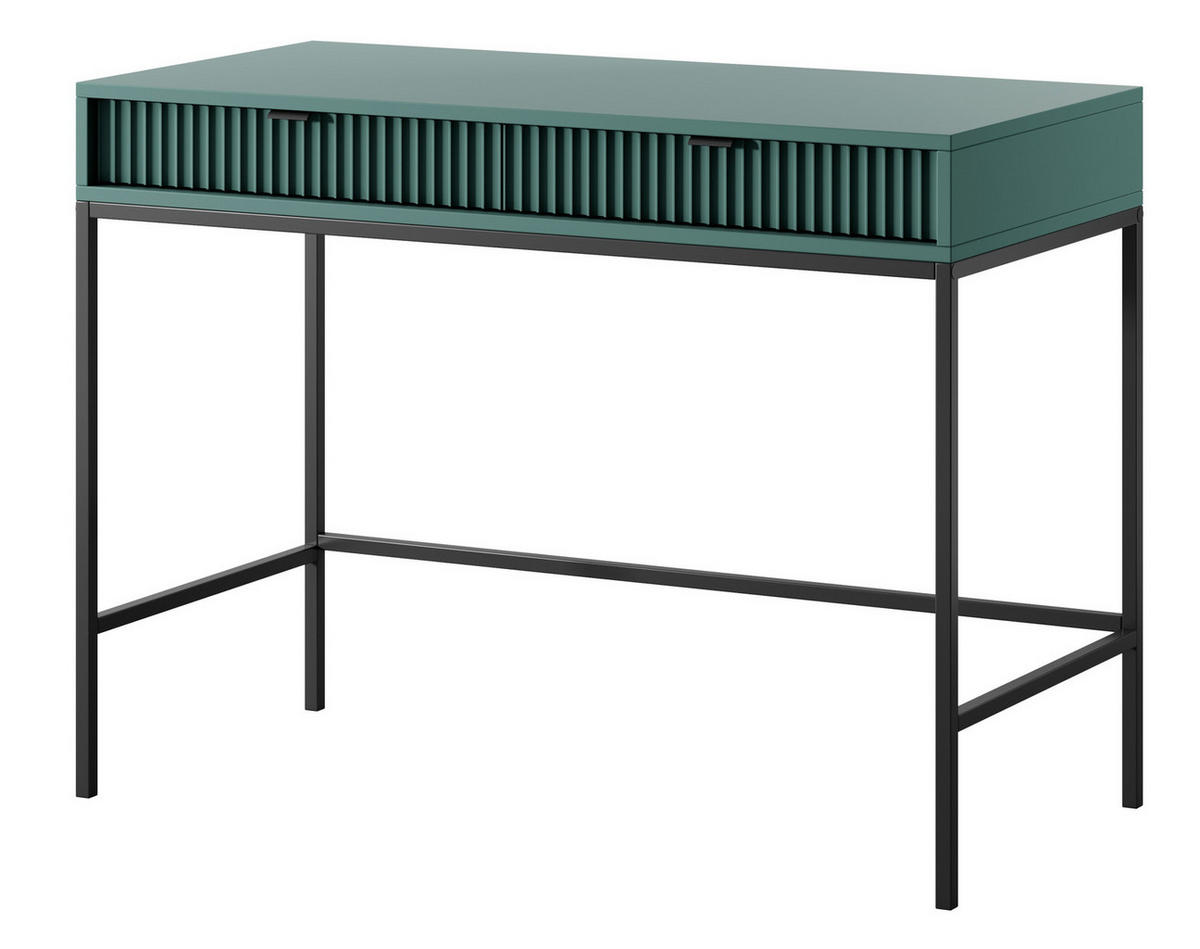 SCHMINKTISCH Kioto in Grün mit Metallbeinen - Schwarz/Grün, Holzwerkstoff/Metall (50/104/77cm) - Ravio