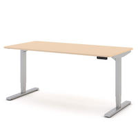 SCHREIBTISCH Elektrisch höhenverstellbarer Schreibtisch Y-Line Curved Kiesel Weißaluminium 160/70/62-127cm - Weiß Hochglanz/Beige, Holzwerkstoff/Metall (70/160/127cm) - ASSMANN