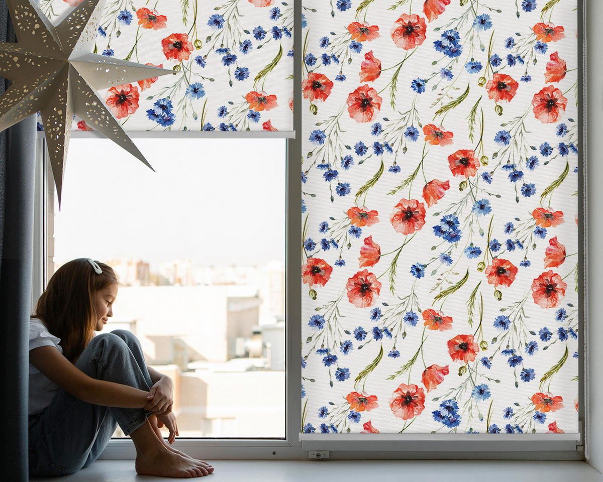 VNÚTORNÁ roleta - okenná roleta - roleta - 140x140 cm - Mak - červená, plast (140/140/0.5cm) - TULUP