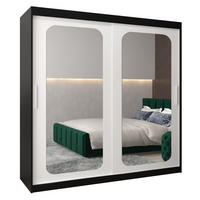 SCHWEBETÜRENSCHRANK 200/200/62 2-türig - Silberfarben/Schwarz, Holz/Kunststoff (200/200/62cm) - Abiks Möbel