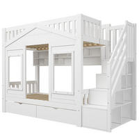 ETAGENBETT 90/200 cm DE-32831 mit Stauraumtreppe und Haus-Design Weiß - Weiß, Holzwerkstoff (90/200cm) - ComfortXL