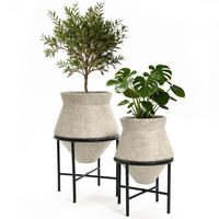 BLUMENTOPF Set 2er aus Eisen, Durchmesser 31& 25cm - Beige, Metall (40/62/40cm) - Hometopia
