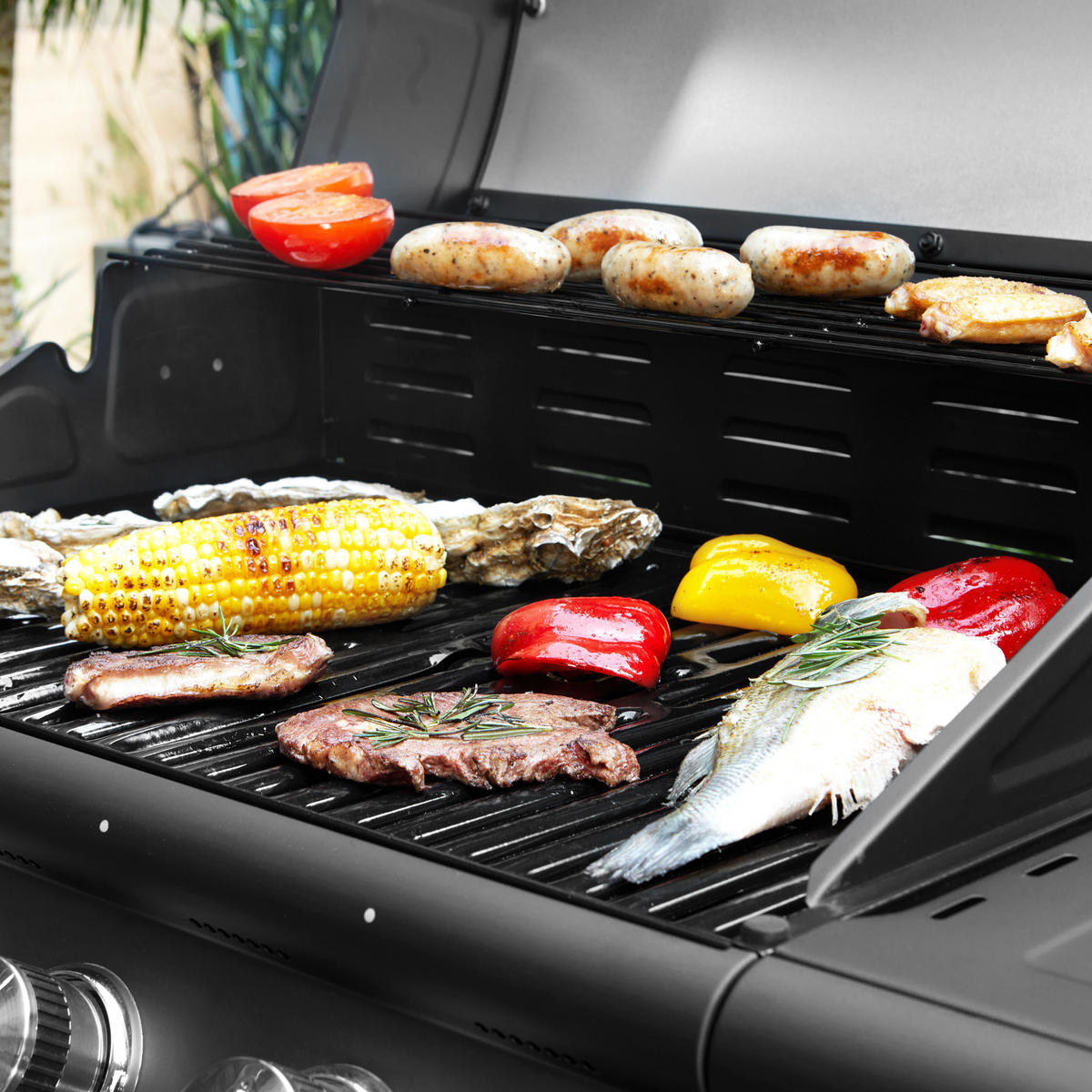 GASGRILL RED 4+1 - Schwarz, Metall (135/114/54cm) - TAINO