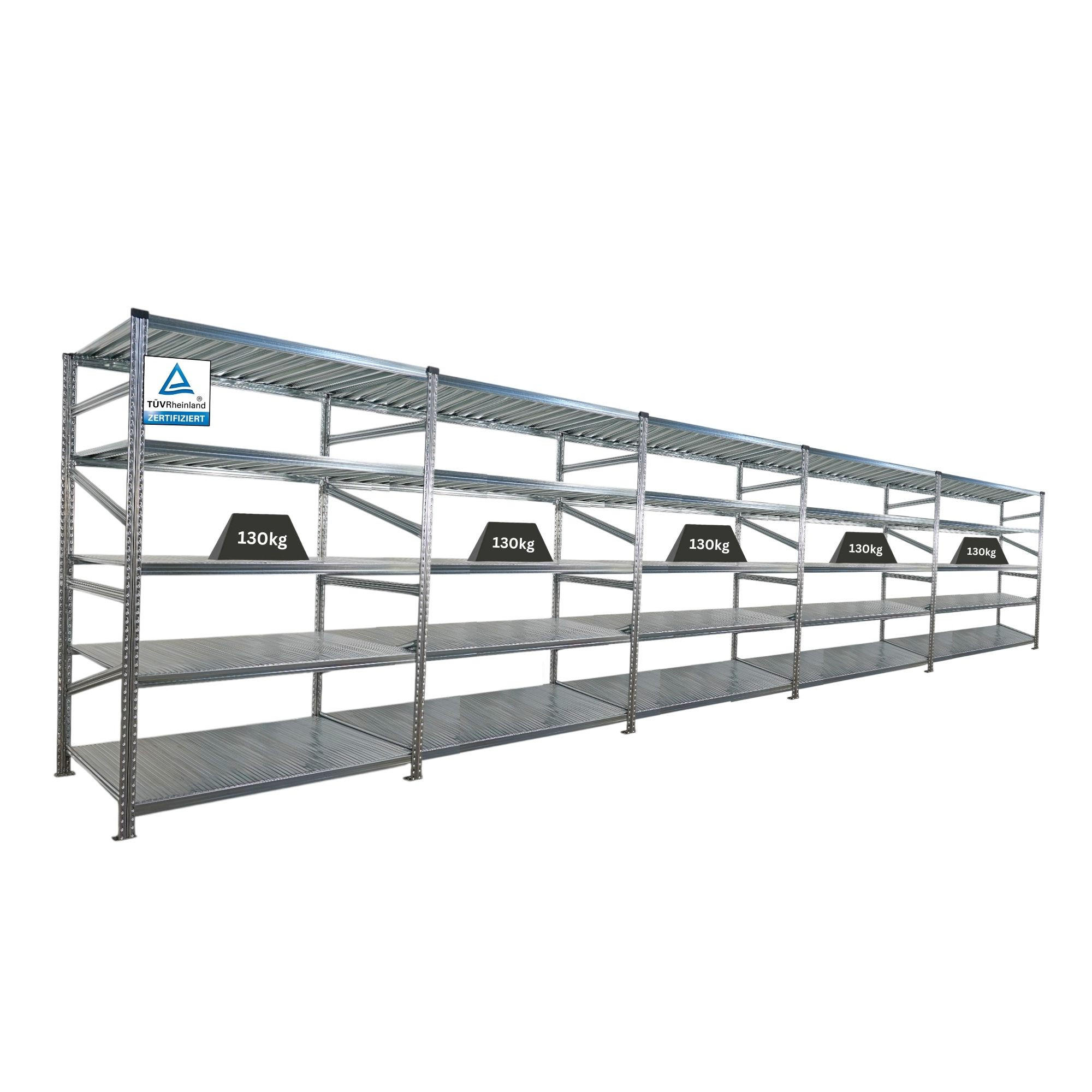 Proregal Fachbodenregal Silber 750x200x80 cm